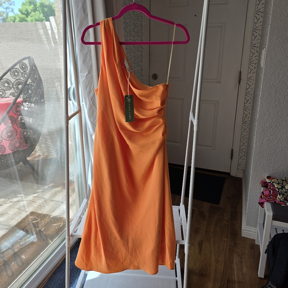 Trina Turk One Shoulder Orange Dress